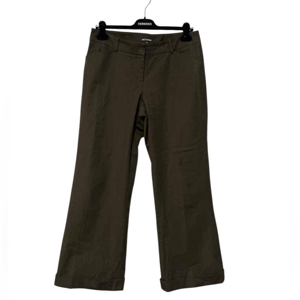 HOLT RENFREW Brown Fitted Flare Tapered Pants